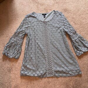 Alfani Gray Mesh Tonal Circle Tunic Blouse XL